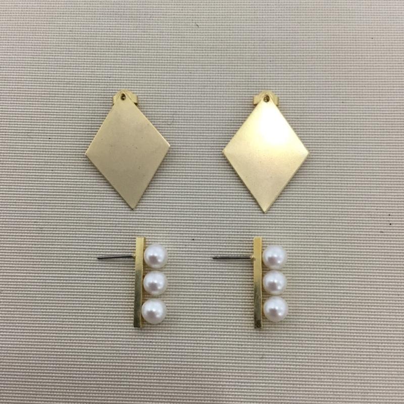 古着 USED アクセサリー ピアス シーズマーラ ひし形 パール 両耳 無地 金 / ゴールド / gold color レディース USED 古着 中古 10154195