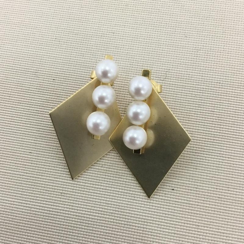 古着 USED アクセサリー ピアス シーズマーラ ひし形 パール 両耳 無地 金 / ゴールド / gold color レディース USED 古着 中古 10154195