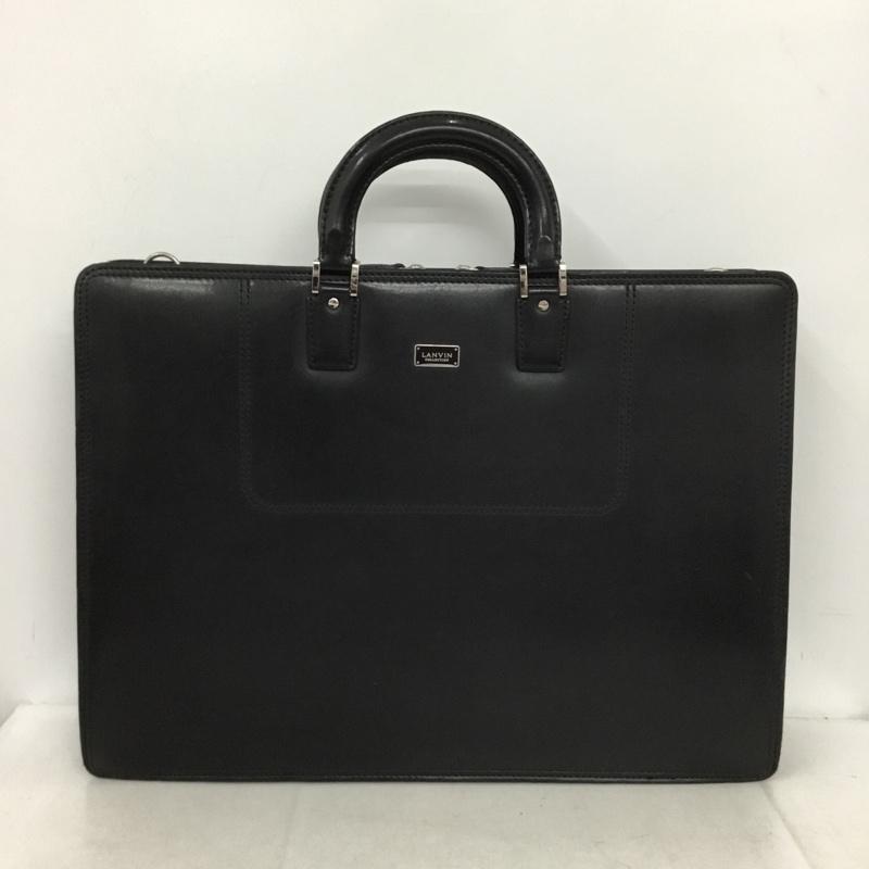 ランバン LANVIN ブリーフケース、書類かばん ブリーフケース、書類かばん レザー ビジネスバッグ ロゴ、文字 黒 / ブラック / black メンズ USED 古着 中古 10154202