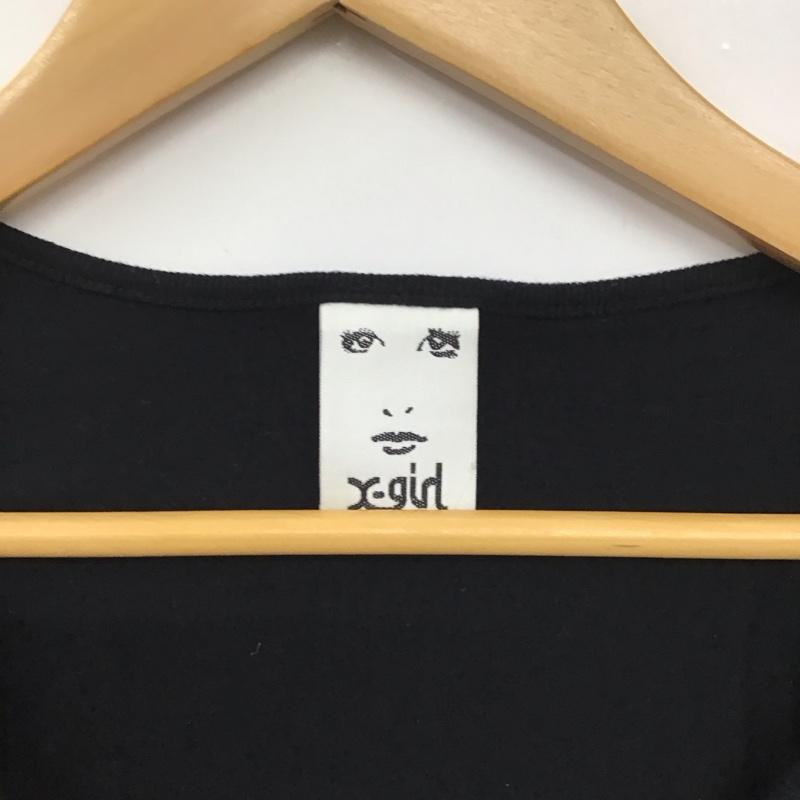 エックスガール X-girl ワンピース ミニスカート 0523325 長袖 カットソー クルーネック チュニック 2 ロゴ、文字 黒 / ブラック / black レディース USED 古着 中古 10154210