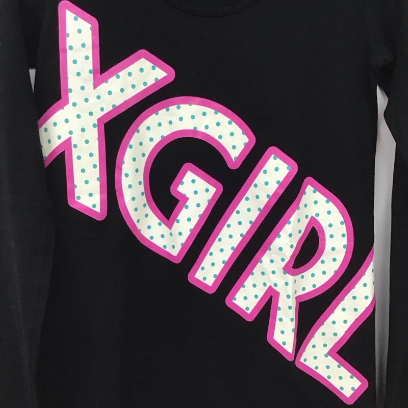 エックスガール X-girl ワンピース ミニスカート 0523325 長袖 カットソー クルーネック チュニック 2 ロゴ、文字 黒 / ブラック / black レディース USED 古着 中古 10154210