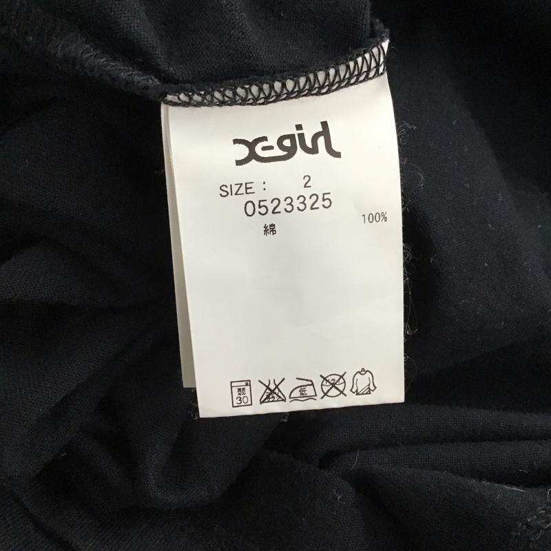 エックスガール X-girl ワンピース ミニスカート 0523325 長袖 カットソー クルーネック チュニック 2 ロゴ、文字 黒 / ブラック / black レディース USED 古着 中古 10154210