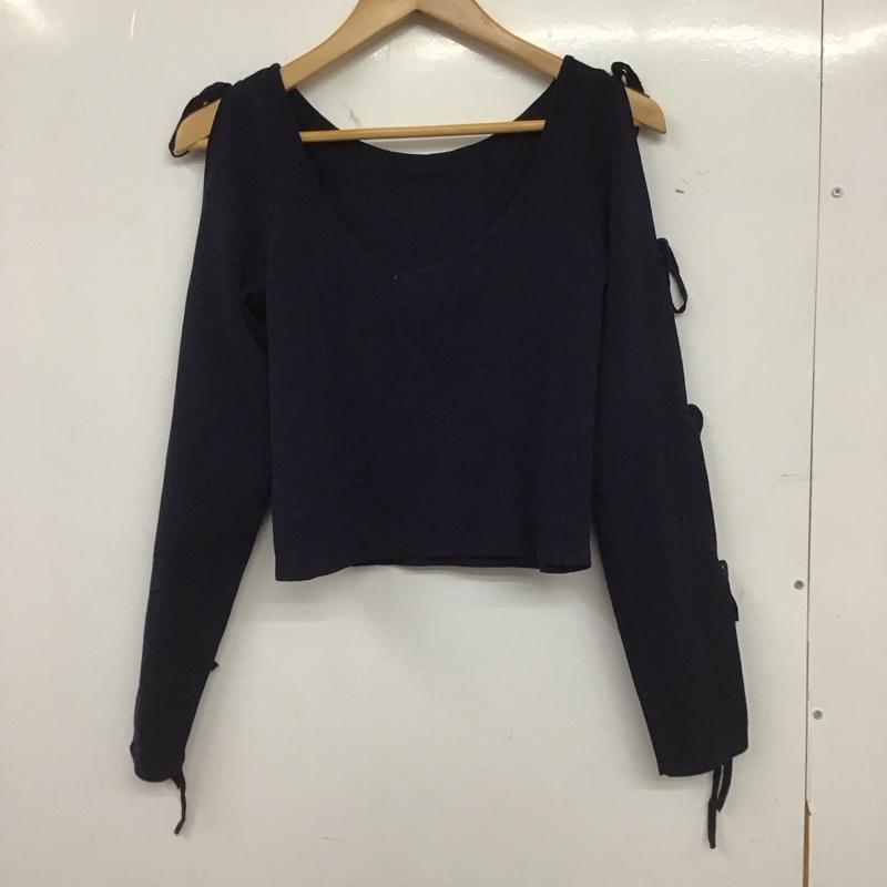 レイカズン Ray Cassin カットソー 長袖 RCN1051205A0001 袖リボン タグ付き FREE 無地 紺 / ネイビー / navy レディース USED 古着 中古 10154213