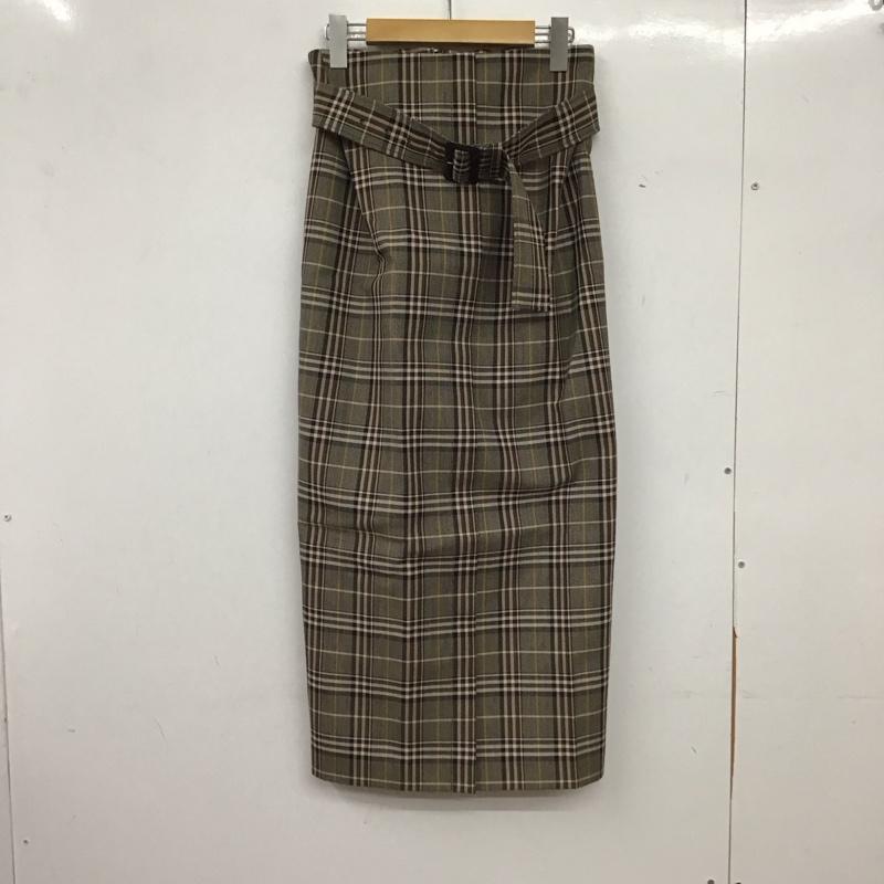 フレイ アイディー FRAY I.D スカート ひざ丈スカート タイトスカート ロングスカート スリット 0 チェック 茶 / ブラウン / brown レディース USED 古着 中古 10154230