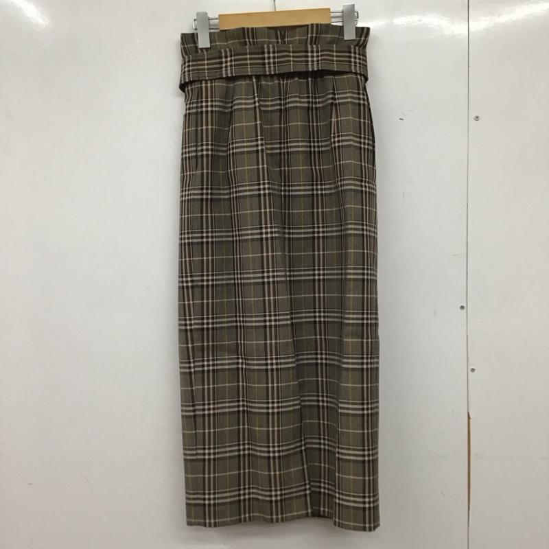 フレイ アイディー FRAY I.D スカート ひざ丈スカート タイトスカート ロングスカート スリット 0 チェック 茶 / ブラウン / brown レディース USED 古着 中古 10154230