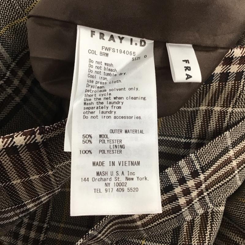 フレイ アイディー FRAY I.D スカート ひざ丈スカート タイトスカート ロングスカート スリット 0 チェック 茶 / ブラウン / brown レディース USED 古着 中古 10154230