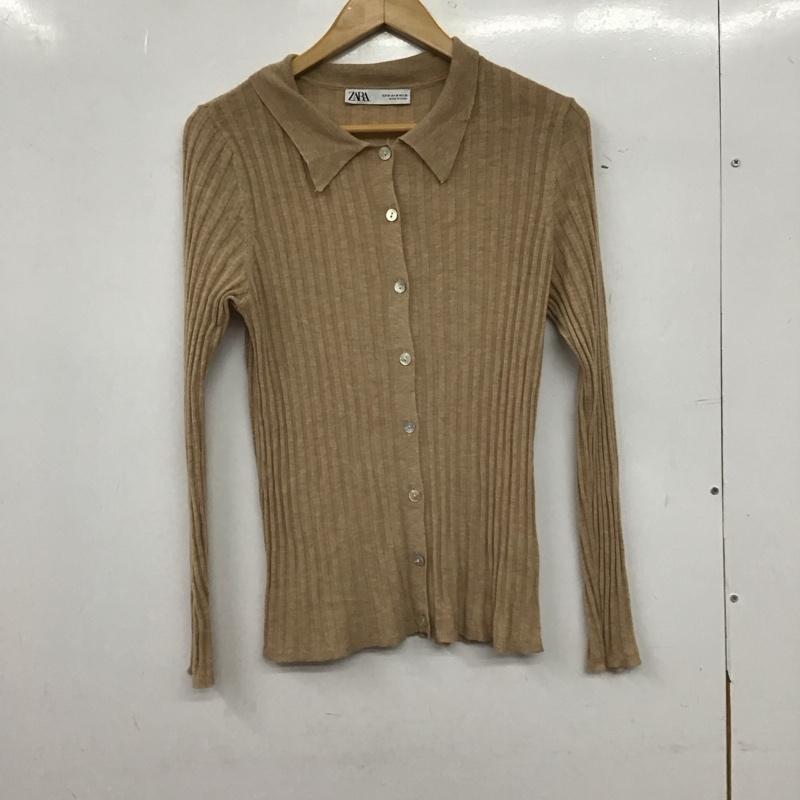 ザラ ZARA シャツ、ブラウス 長袖 長袖ニットシャツ カラーシャツ フロントボタン M ストライプ ベージュ / ベージュ / beige レディース USED 古着 中古 10154233