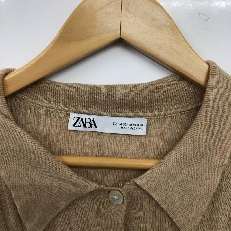 ザラ ZARA シャツ、ブラウス 長袖 長袖ニットシャツ カラーシャツ フロントボタン M ストライプ ベージュ / ベージュ / beige レディース USED 古着 中古 10154233