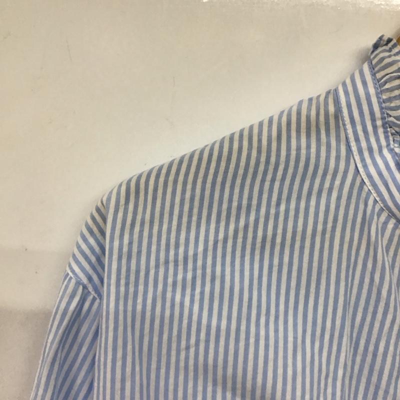 シンプリシテェ Simplicite シャツ、ブラウス 長袖 長袖シャツ ストライプシャツ スタンドカラーシャツ ストライプ 白 / ホワイト / white X 水色 / ライトブルー / レディース USED 古着 中古 10154234