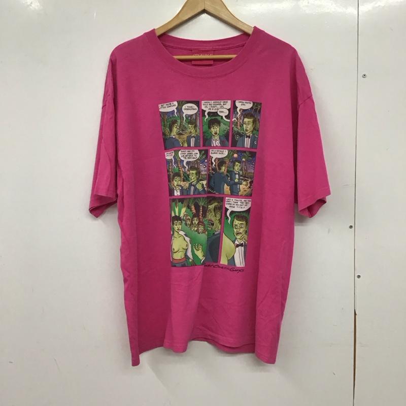 ミシカ MISHKA Tシャツ 半袖 半袖カットソー プリントTシャツ クルーネックカットソー XL プリント 桃 / ピンク / pink メンズ USED 古着 中古 10154247