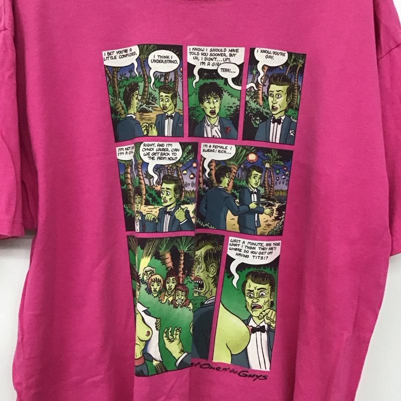 ミシカ MISHKA Tシャツ 半袖 半袖カットソー プリントTシャツ クルーネックカットソー XL プリント 桃 / ピンク / pink メンズ USED 古着 中古 10154247