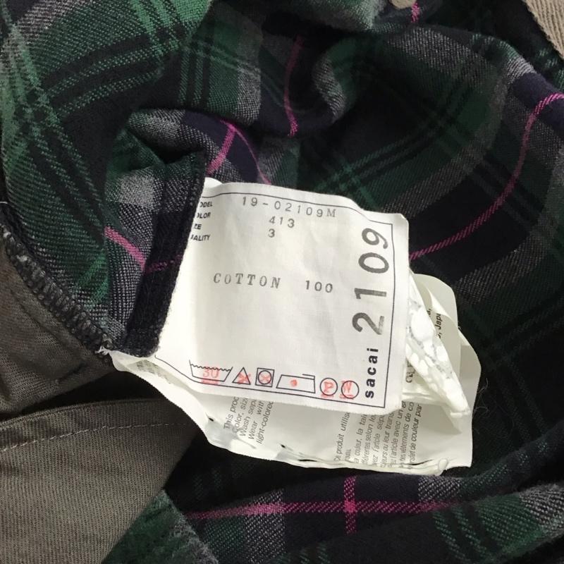 サカイ Sacai カットソー 長袖 長袖カットソー プルオーバーカットソー 3 チェック マルチカラー / マルチカラー / multicolor メンズ USED 古着 中古 10154249