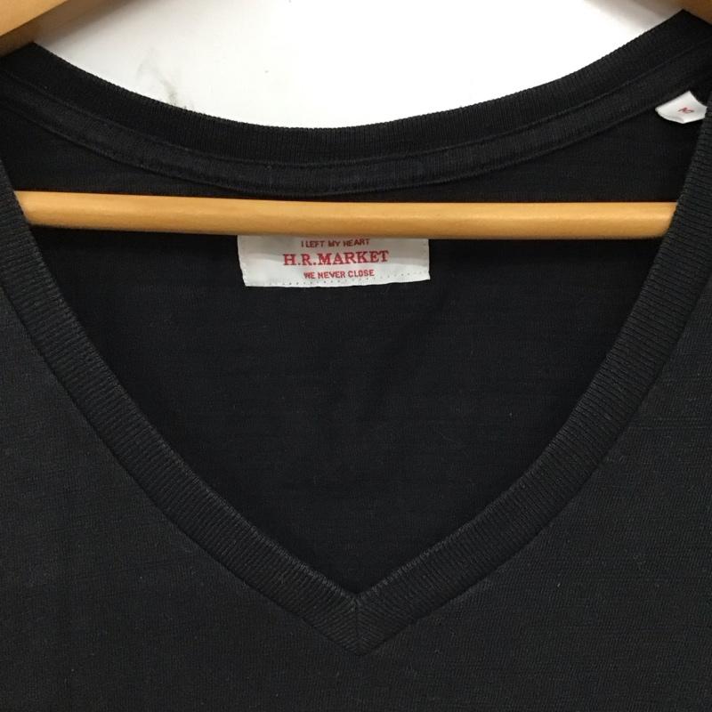 ハリウッドランチマーケット H.R MARKET Tシャツ 半袖 半袖カットソー プリントTシャツ Vネックカットソー 3 無地 黒 / ブラック / black メンズ USED 古着 中古 10154253