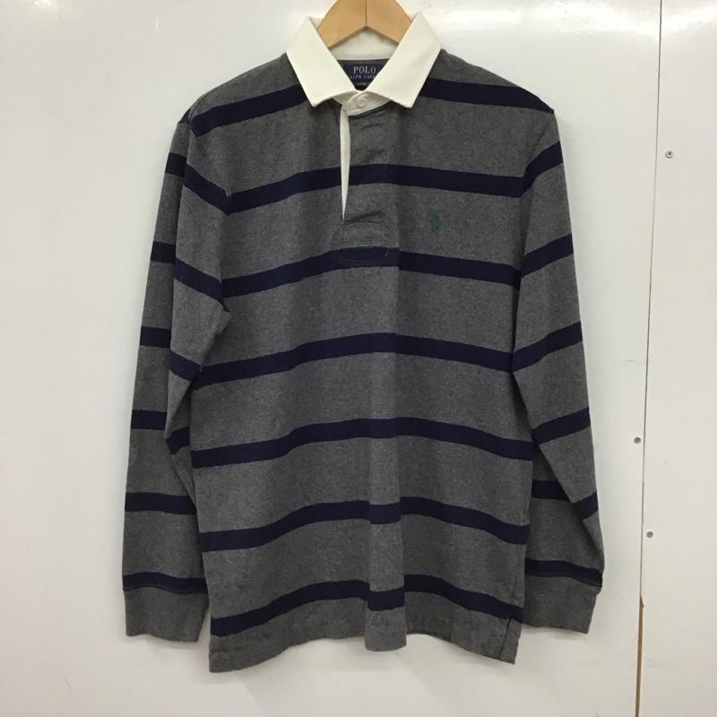 ポロラルフローレン POLO RALPH LAUREN ポロシャツ 長袖 長袖ポロシャツ 長袖カットソー カラーシャツ M ボーダー柄 灰 / グレー / gray メンズ USED 古着 中古 10154255