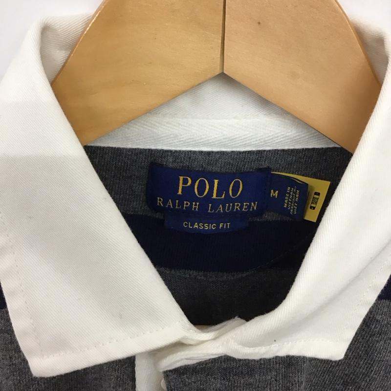 ポロラルフローレン POLO RALPH LAUREN ポロシャツ 長袖 長袖ポロシャツ 長袖カットソー カラーシャツ M ボーダー柄 灰 / グレー / gray メンズ USED 古着 中古 10154255