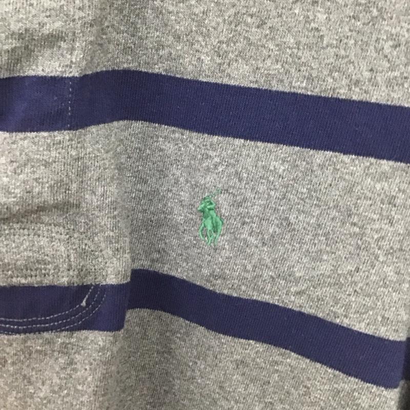 ポロラルフローレン POLO RALPH LAUREN ポロシャツ 長袖 長袖ポロシャツ 長袖カットソー カラーシャツ M ボーダー柄 灰 / グレー / gray メンズ USED 古着 中古 10154255