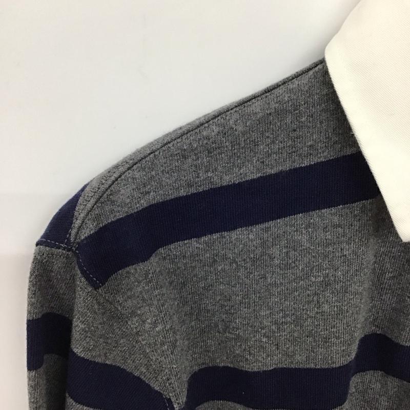 ポロラルフローレン POLO RALPH LAUREN ポロシャツ 長袖 長袖ポロシャツ 長袖カットソー カラーシャツ M ボーダー柄 灰 / グレー / gray メンズ USED 古着 中古 10154255