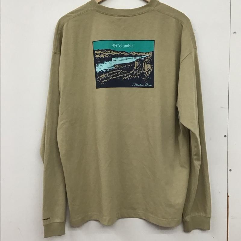 コロンビア Columbia カットソー 長袖 長袖カットソー プリントカットソー クルーネック L ロゴ、文字 ベージュ / ベージュ / beige メンズ USED 古着 中古 10154261
