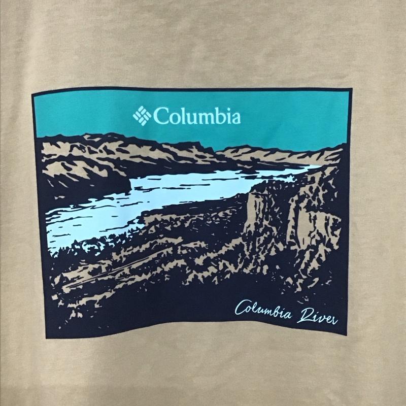 コロンビア Columbia カットソー 長袖 長袖カットソー プリントカットソー クルーネック L ロゴ、文字 ベージュ / ベージュ / beige メンズ USED 古着 中古 10154261