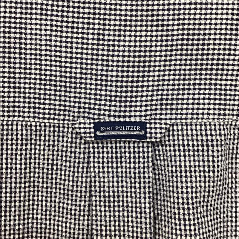 バートピューリッツァー BERT PULITZER シャツ、ブラウス 半袖 半袖シャツ チェックシャツ ボタンダウンシャツ プルオーバーシャツ L チェック 白 / ホワイト / white X 紺 / ネイビー / navy メンズ USED 古着 中古 10154263