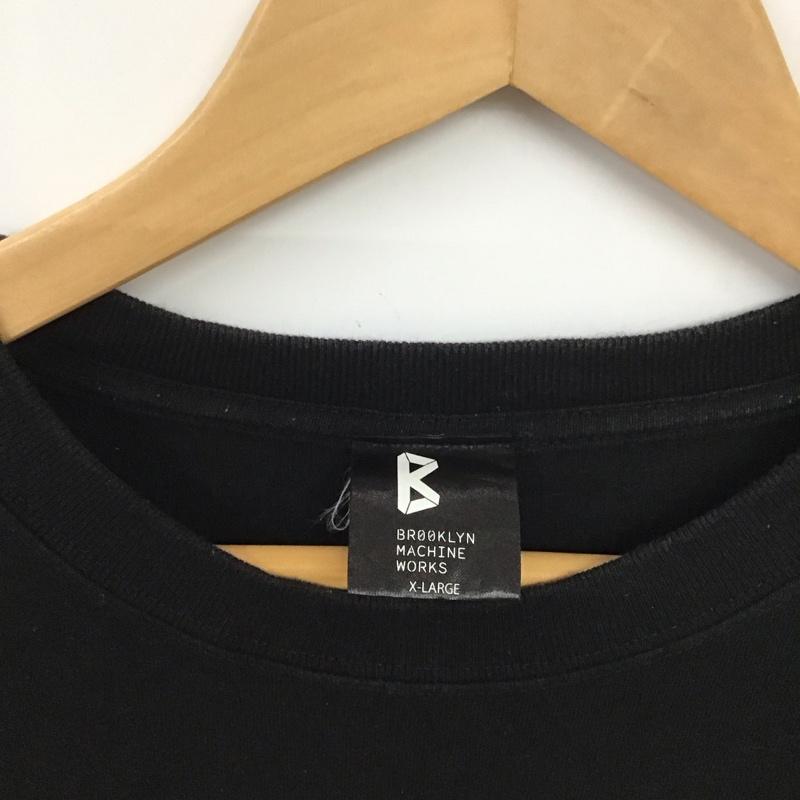 ブルックリンマシンワークス BROOKLYN MACHINE WORKS Tシャツ 半袖 半袖カットソー プリントTシャツ クルーネックカットソー XL ロゴ、文字 黒 / ブラック / black メンズ USED 古着 中古 10154269