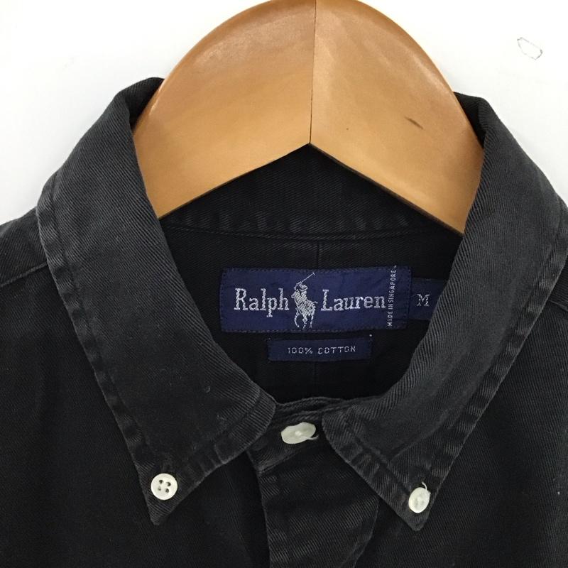 ラルフローレン RALPHLAUREN シャツ、ブラウス 長袖 長袖シャツ 無地シャツ カラーシャツ M ロゴ、文字 黒 / ブラック / black メンズ USED 古着 中古 10154279