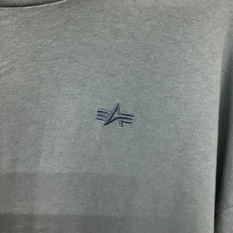 アルファインダストリー Alpha Industries カットソー 長袖 長袖カットソー 刺繍カットソー クルーネック S ロゴ、文字 薄緑 / ライトグリーン / メンズ USED 古着 中古 10154281