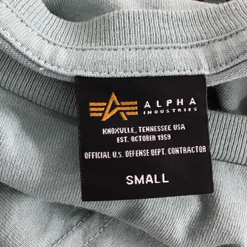 アルファインダストリー Alpha Industries カットソー 長袖 長袖カットソー 刺繍カットソー クルーネック S ロゴ、文字 薄緑 / ライトグリーン / メンズ USED 古着 中古 10154281