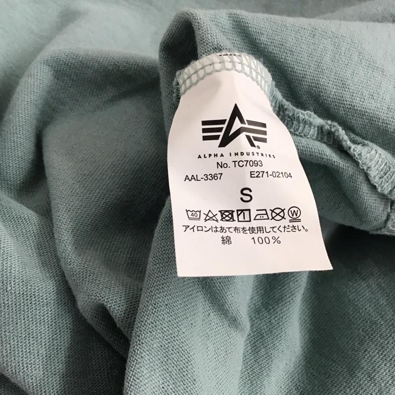 アルファインダストリー Alpha Industries カットソー 長袖 長袖カットソー 刺繍カットソー クルーネック S ロゴ、文字 薄緑 / ライトグリーン / メンズ USED 古着 中古 10154281