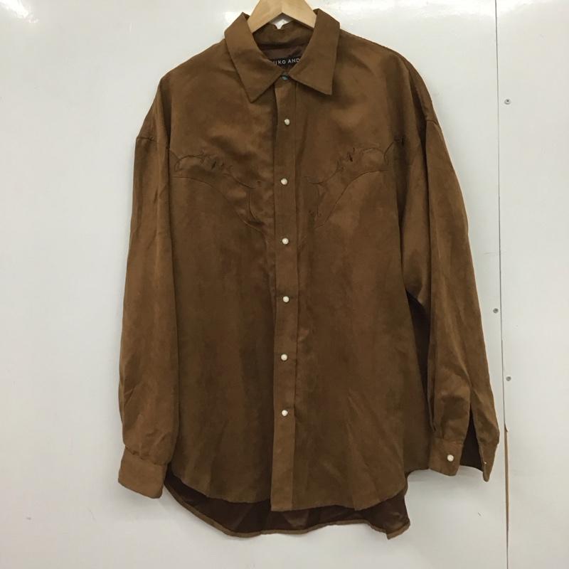 ニコアンド niko and... シャツ、ブラウス 長袖 長袖シャツ 刺繍シャツ カラーシャツ L 刺繍 茶 / ブラウン / brown メンズ USED 古着 中古 10154288