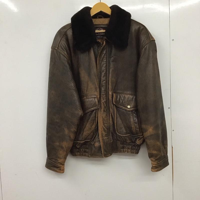 古着 USED ジャケット、上着 ジャンパー、ブルゾン ジップアップジャケット レザージャケット アウター 古着 L 無地 茶 / ブラウン / brown メンズ USED 古着 中古 10154298