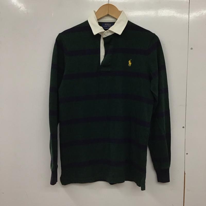 ポロラルフローレン POLO RALPH LAUREN ポロシャツ 長袖 長袖ポロシャツ 長袖カットソー カラーシャツ M ボーダー柄 紺 / ネイビー / navy X 緑 / グリーン / green メンズ USED 古着 中古 10154300
