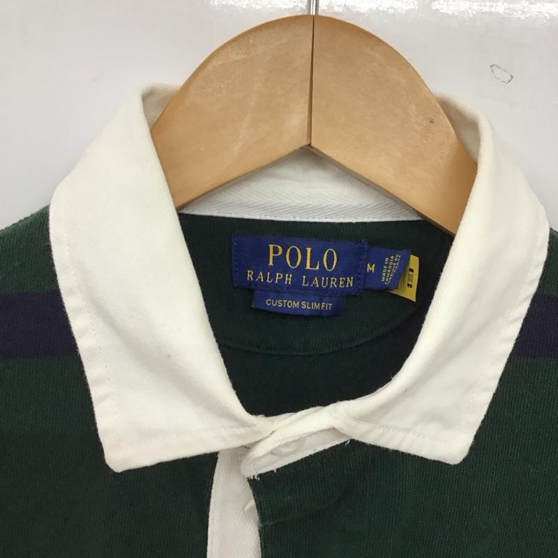 ポロラルフローレン POLO RALPH LAUREN ポロシャツ 長袖 長袖ポロシャツ 長袖カットソー カラーシャツ M ボーダー柄 紺 / ネイビー / navy X 緑 / グリーン / green メンズ USED 古着 中古 10154300