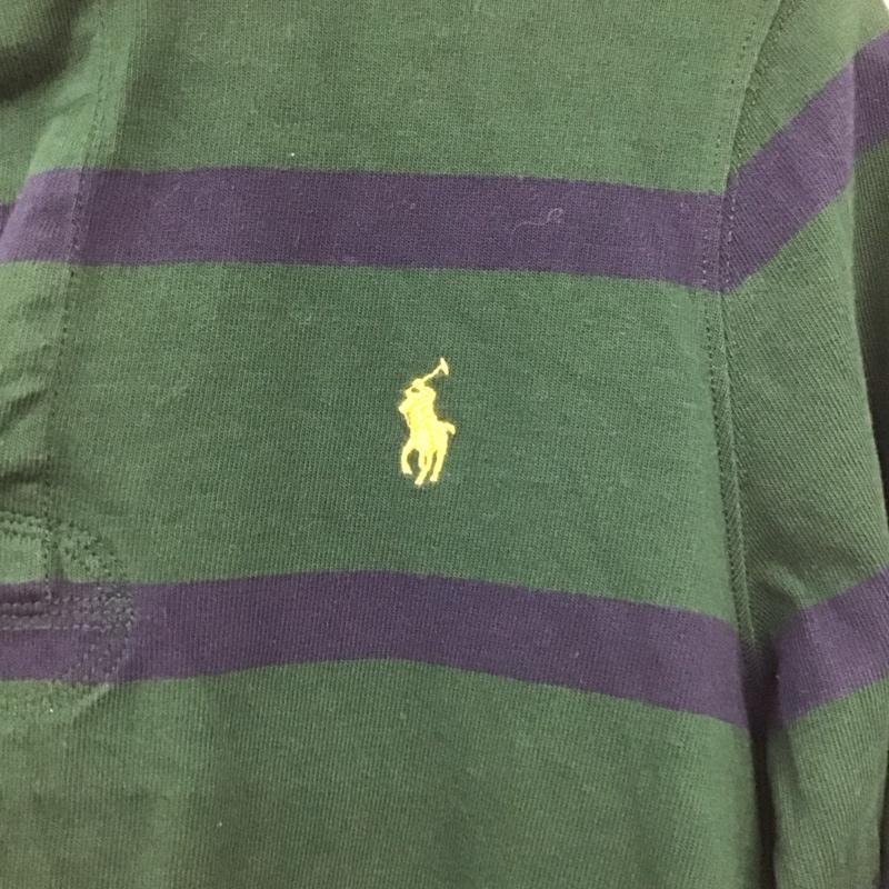 ポロラルフローレン POLO RALPH LAUREN ポロシャツ 長袖 長袖ポロシャツ 長袖カットソー カラーシャツ M ボーダー柄 紺 / ネイビー / navy X 緑 / グリーン / green メンズ USED 古着 中古 10154300