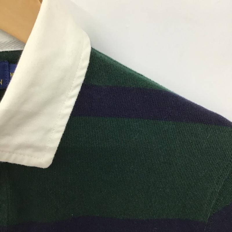 ポロラルフローレン POLO RALPH LAUREN ポロシャツ 長袖 長袖ポロシャツ 長袖カットソー カラーシャツ M ボーダー柄 紺 / ネイビー / navy X 緑 / グリーン / green メンズ USED 古着 中古 10154300