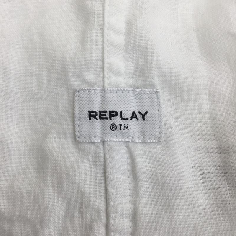 リプレイ REPLAY シャツ、ブラウス 長袖 リプレイ REPLAY メンズ 長袖リネンシャツ M4082A XL 無地 白 / ホワイト / white メンズ USED 古着 中古 10154302