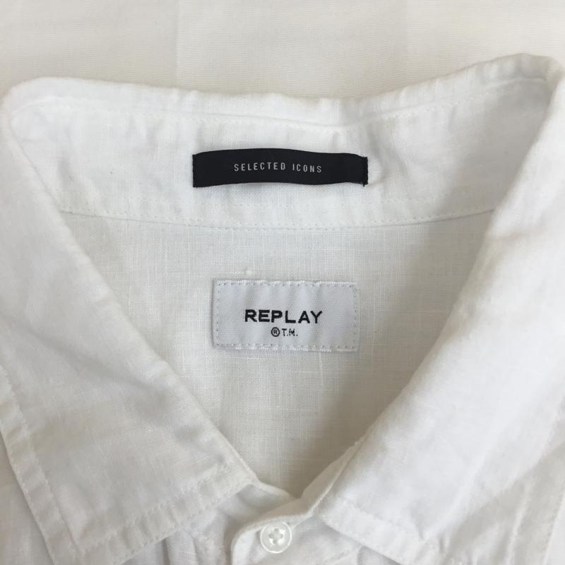 リプレイ REPLAY シャツ、ブラウス 長袖 リプレイ REPLAY メンズ 長袖リネンシャツ M4082A XL 無地 白 / ホワイト / white メンズ USED 古着 中古 10154302