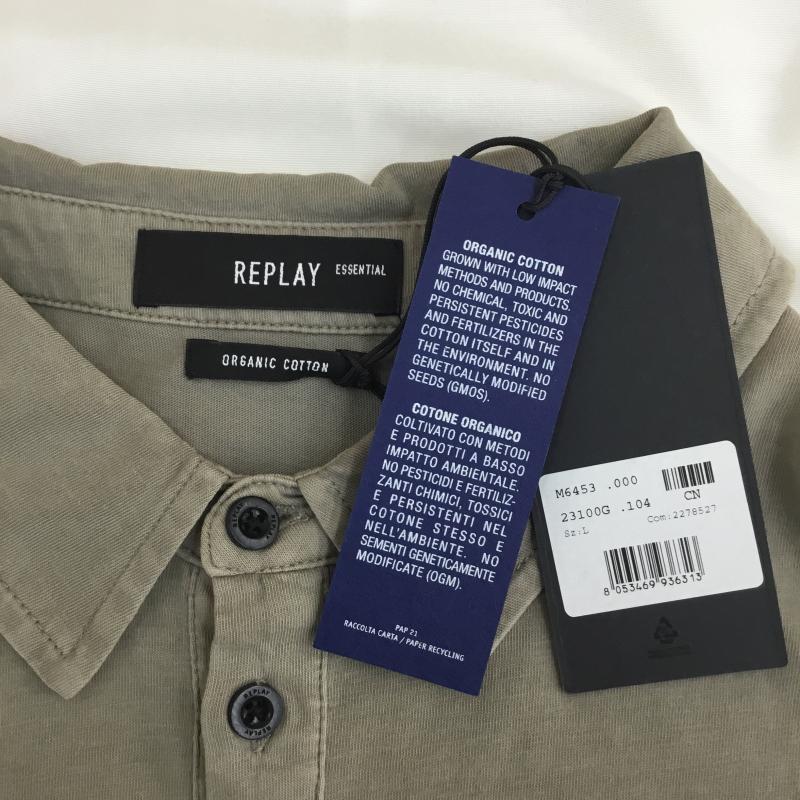 リプレイ REPLAY ポロシャツ 長袖 replay 長袖 ポロシャツ L 無地 グレージュ / グレージュ / メンズ USED 古着 中古 10154303
