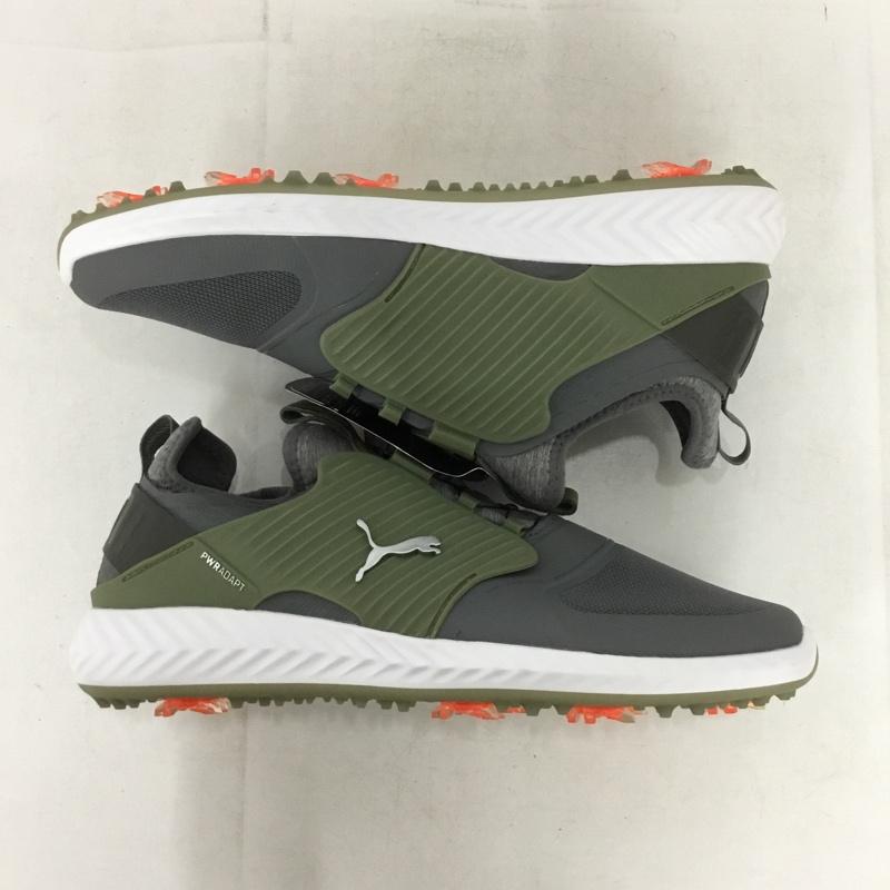 プーマ PUMA シューズ シューズ 192236-06 ゴルフシューズ イグナイト パワーアダプト ケージド ディスク スパイクシューズ 26.5cm 26.5cm ロゴ、文字 灰 / グレー / gray X 白 / ホワイト / white X カーキ / カーキ / khaki メンズ USED 古着 中古 10154304