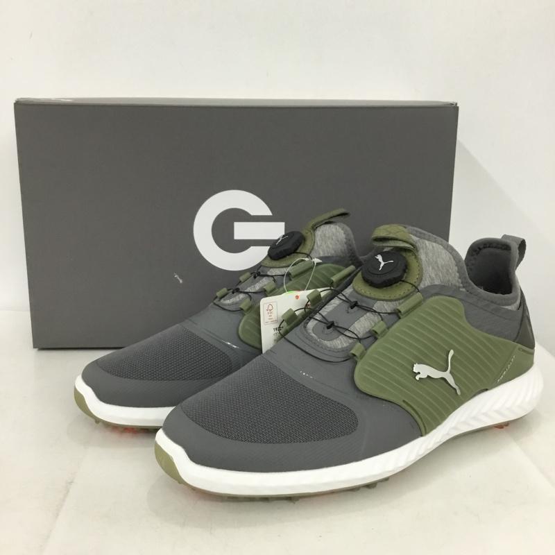 プーマ PUMA シューズ シューズ 192236-06 ゴルフシューズ イグナイト パワーアダプト ケージド ディスク スパイクシューズ 26.5cm 箱有 26.5cm ロゴ、文字 灰 / グレー / gray X 白 / ホワイト / white X カーキ / カーキ / khaki メンズ USED 古着 中古 10154305