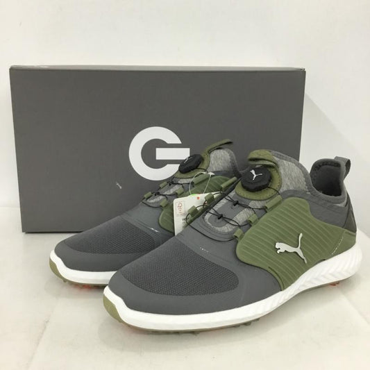 プーマ PUMA シューズ シューズ 192236-06 ゴルフシューズ イグナイト パワーアダプト ケージド ディスク スパイクシューズ 26.5cm 箱有 26.5cm ロゴ、文字 灰 / グレー / gray X 白 / ホワイト / white X カーキ / カーキ / khaki メンズ USED 古着 中古 10154305