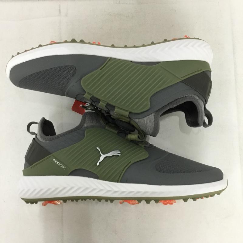 プーマ PUMA シューズ シューズ 192236-06 ゴルフシューズ イグナイト パワーアダプト ケージド ディスク スパイクシューズ 26.5cm 箱有 26.5cm ロゴ、文字 灰 / グレー / gray X 白 / ホワイト / white X カーキ / カーキ / khaki メンズ USED 古着 中古 10154305
