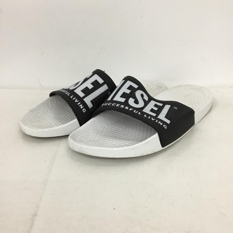 ディーゼル DIESEL サンダル サンダル スライドサンダル シャワーサンダル 42 ロゴ、文字 白 / ホワイト / white X 黒 / ブラック / black メンズ USED 古着 中古 10154384
