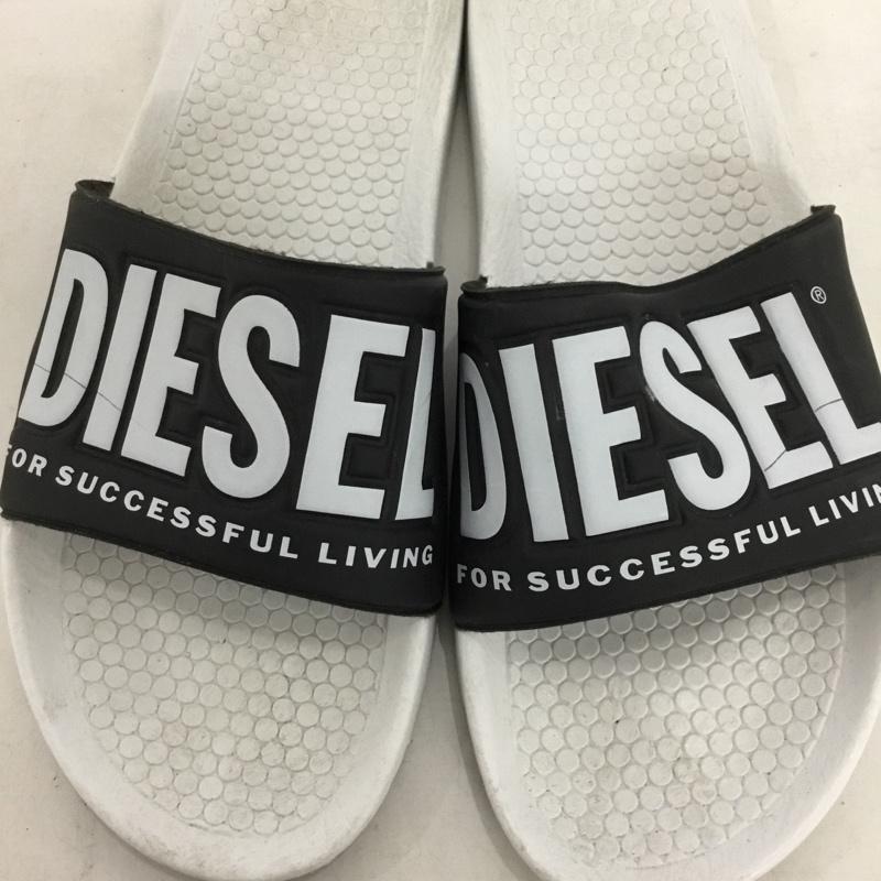 ディーゼル DIESEL サンダル サンダル スライドサンダル シャワーサンダル 42 ロゴ、文字 白 / ホワイト / white X 黒 / ブラック / black メンズ USED 古着 中古 10154384