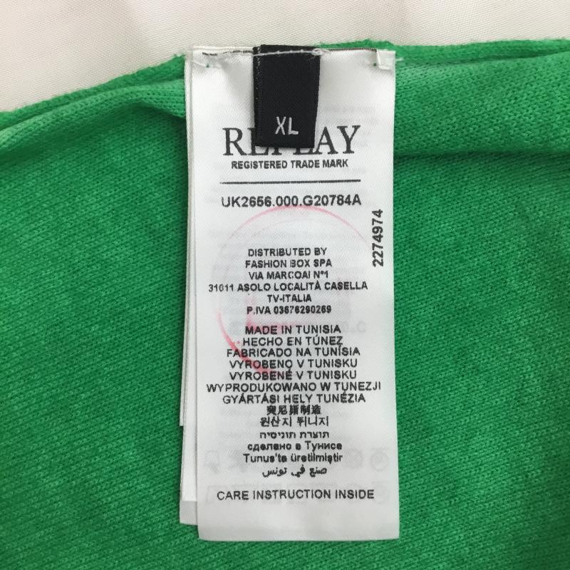 リプレイ REPLAY ニット、セーター 長袖 REPLAY メンズ 薄長袖ニット グリーン UK2656 G20784A XL 無地 緑 / グリーン / green メンズ USED 古着 中古 10154389