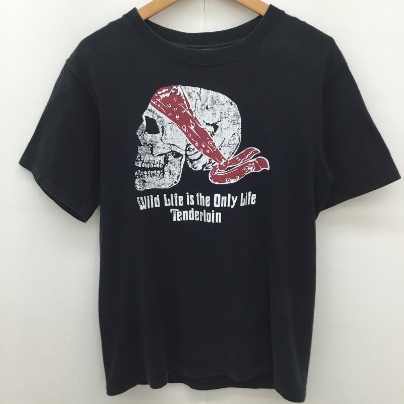 テンダーロイン TENDERLOIN Tシャツ 半袖 TENDERLOIN スカルプリント バンダナデザイン Tシャツ ブラック S スカル X バンダナ柄 黒 / ブラック / black メンズ USED 古着 中古 10154394