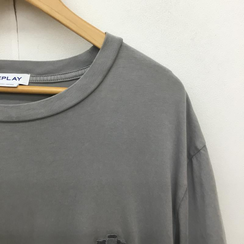 リプレイ REPLAY Tシャツ 半袖 REPLAY ガーメントダイ オーガニックコットンジャージーTシャツ XXL ロゴ、文字 灰 / グレー / gray メンズ USED 古着 中古 10154395