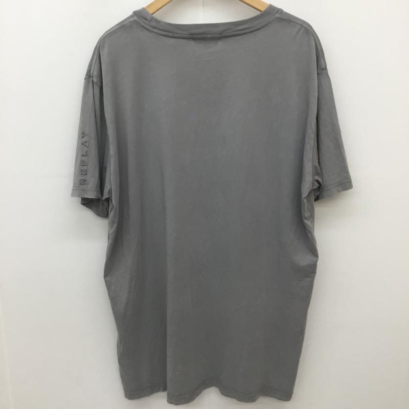 リプレイ REPLAY Tシャツ 半袖 REPLAY ガーメントダイ オーガニックコットンジャージーTシャツ XXL ロゴ、文字 灰 / グレー / gray メンズ USED 古着 中古 10154395