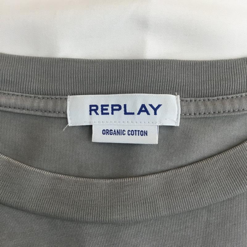 リプレイ REPLAY Tシャツ 半袖 REPLAY ガーメントダイ オーガニックコットンジャージーTシャツ XXL ロゴ、文字 灰 / グレー / gray メンズ USED 古着 中古 10154395