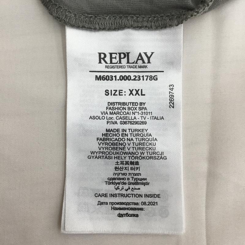 リプレイ REPLAY Tシャツ 半袖 REPLAY ガーメントダイ オーガニックコットンジャージーTシャツ XXL ロゴ、文字 灰 / グレー / gray メンズ USED 古着 中古 10154395